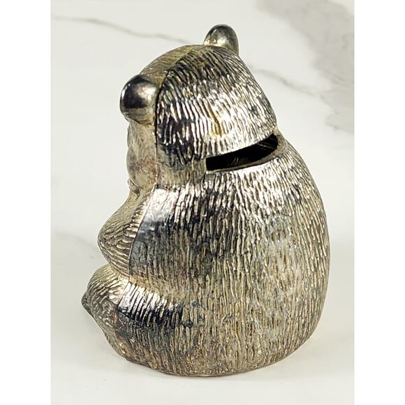 Panda Bear Silver Coin Bank 3 7/8" x 3" Piggy Bank Nursery Decor 90s Accent - Picture 6 of 14